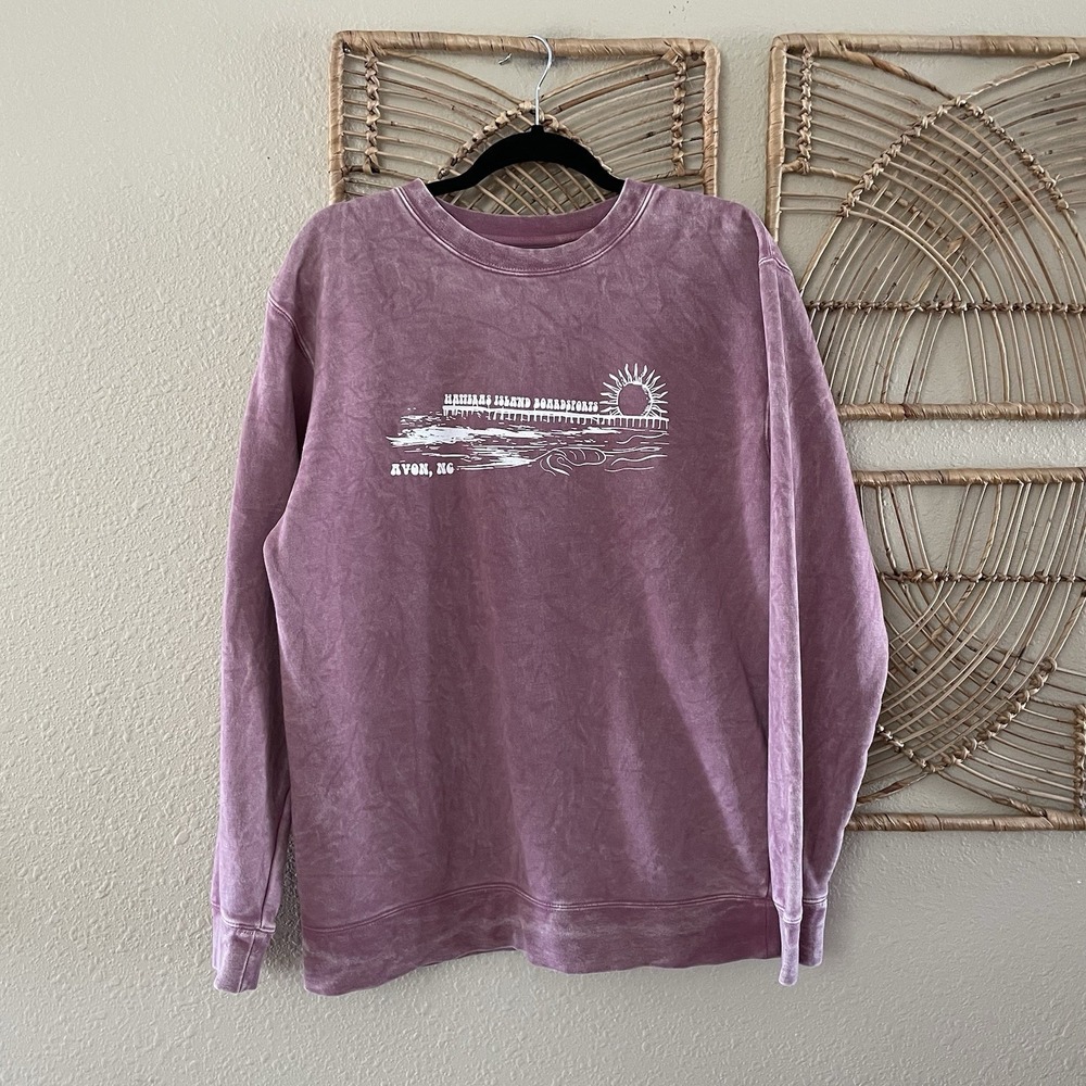 Hatteras Island Boardsports Avon North Carolina Sweatshirt Sweater Purple‎ M B38